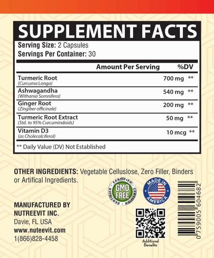 Turmeric + Ashwagandha + Ginger + Vitamin D3